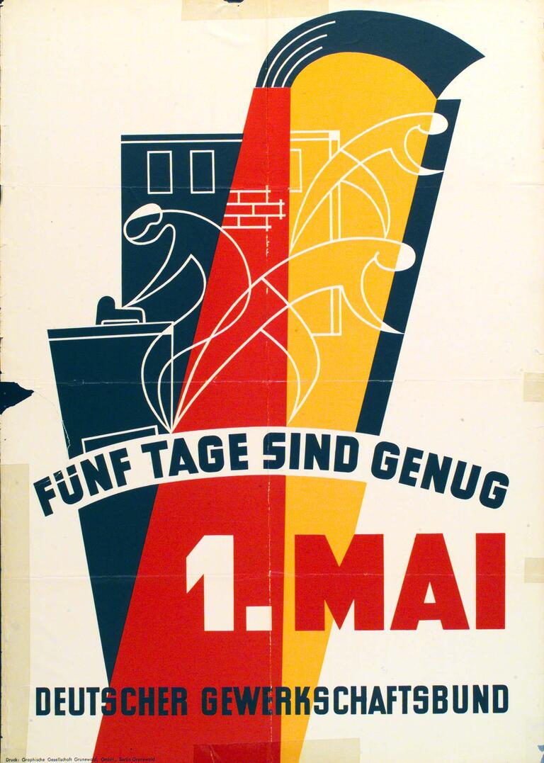 Plakat des DGB zum 1. Mai 1955: Fünf Tage sind genug