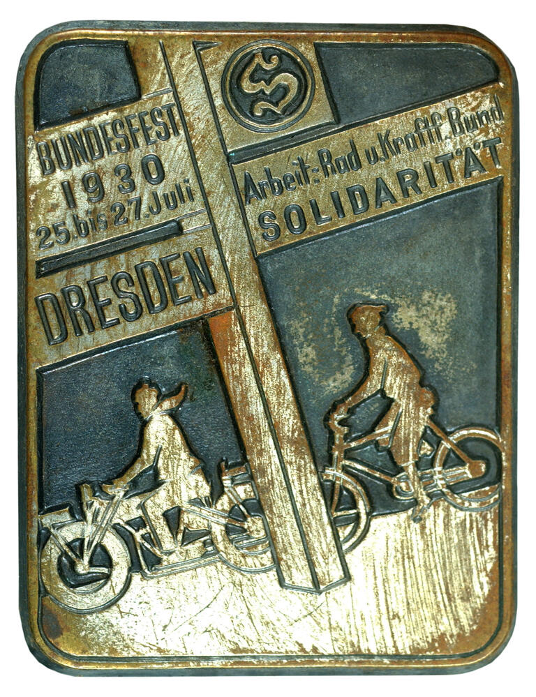 Sticker: Arbeiter-Rad- und Kraftfahrer-Bund „Solidarität“, Bundesfest, 25.-27. Juli 1930, Dresden