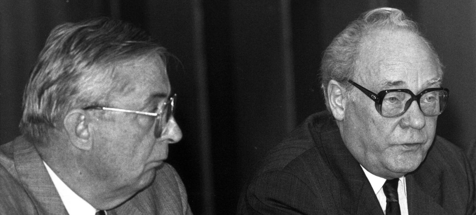 Treffen von Ernst Breit (DGB) und Harry Tisch (FDGB) in Stuttgart, 16. September 1989