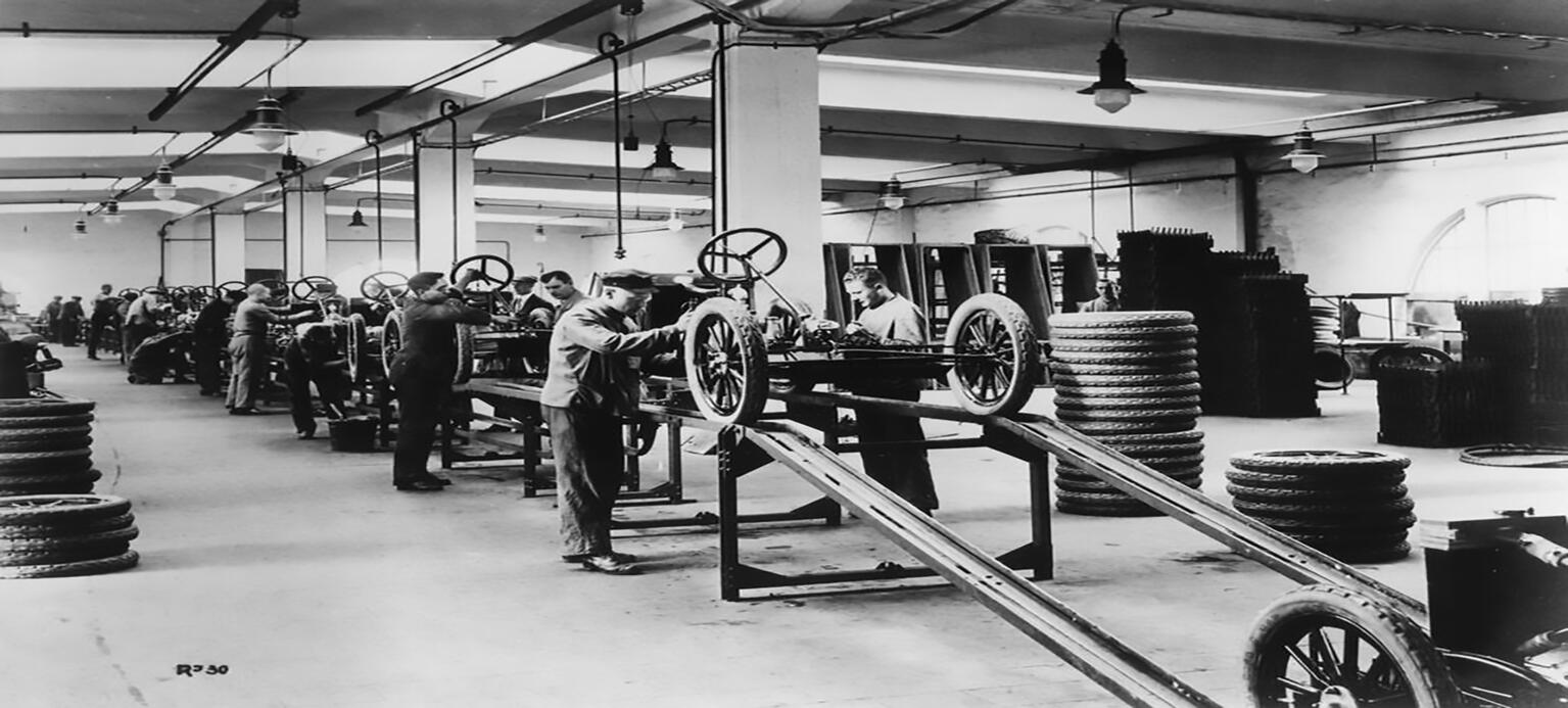 Bandmontage im Hanomag-Werk Hannover 1925